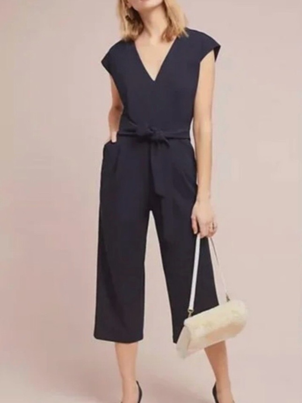 Anthropologie ett:twa Sedona Black Short Sleeve Jumpsuit